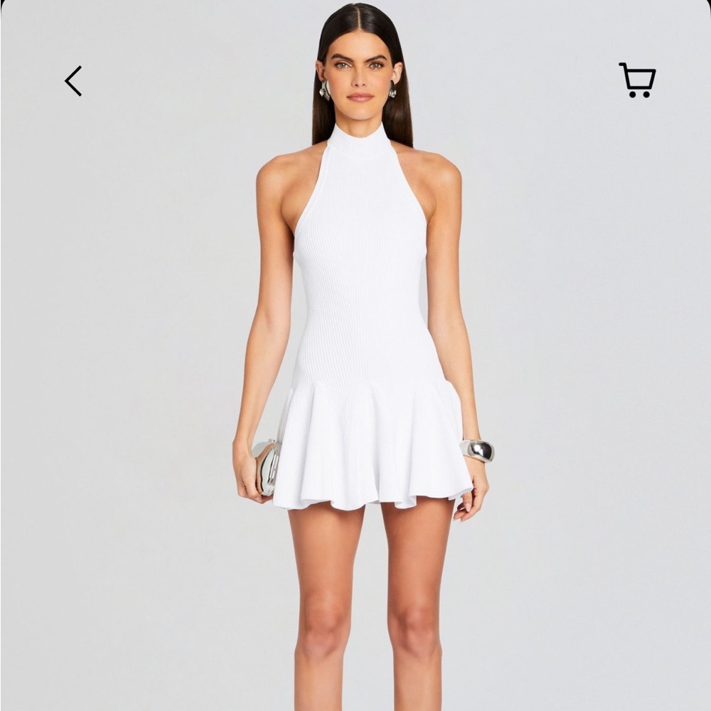 Retrofete White Halter Mini Dress